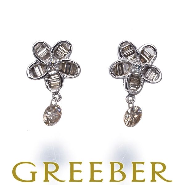 ダイヤ ダイヤモンド 0.15 ct|0.15 ct フラワー ピアス K 18 WG 184236