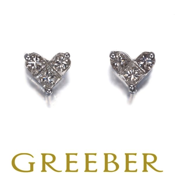 ダイヤ ダイヤモンド 0.25 ct|0.25 ct ミステリーセッティング ハート ピアス K 18 WG 184262
