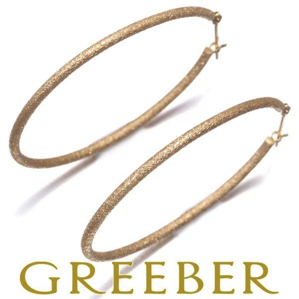 艶消し オーバル フープ ピアス K 18 YG 184241