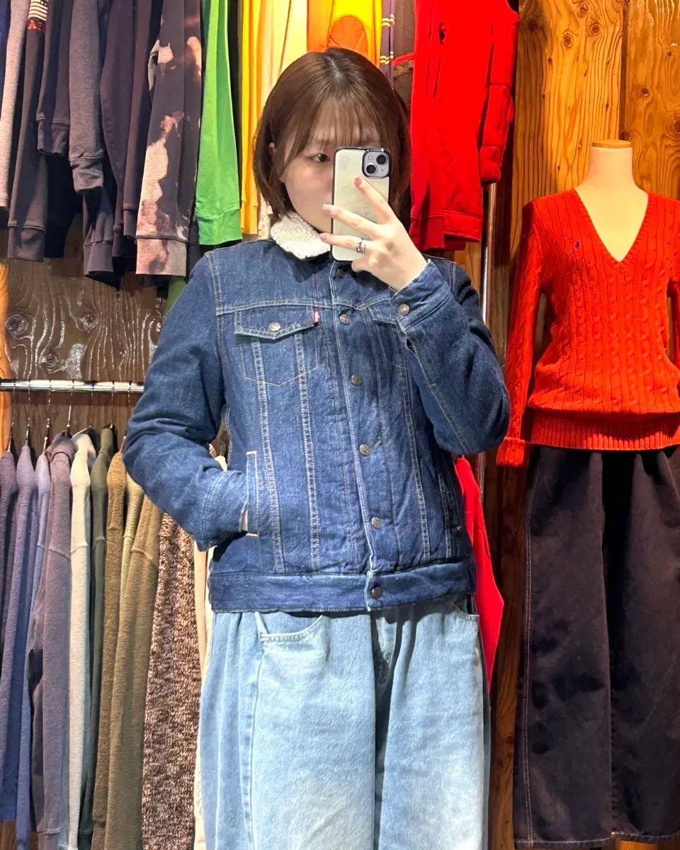 M リーバイス シェルパ Indigo 羊毛 トラッカー デニムジャケット