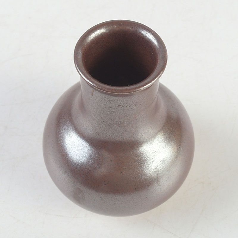 茶道具　京焼　勝龍寺窯　大名物　利休鶴首写茶入　仕覆付　共箱　V　5553 茶道具 京焼 勝龍寺窯 大名物 利休鶴首写茶入 仕覆付 共箱 V S555