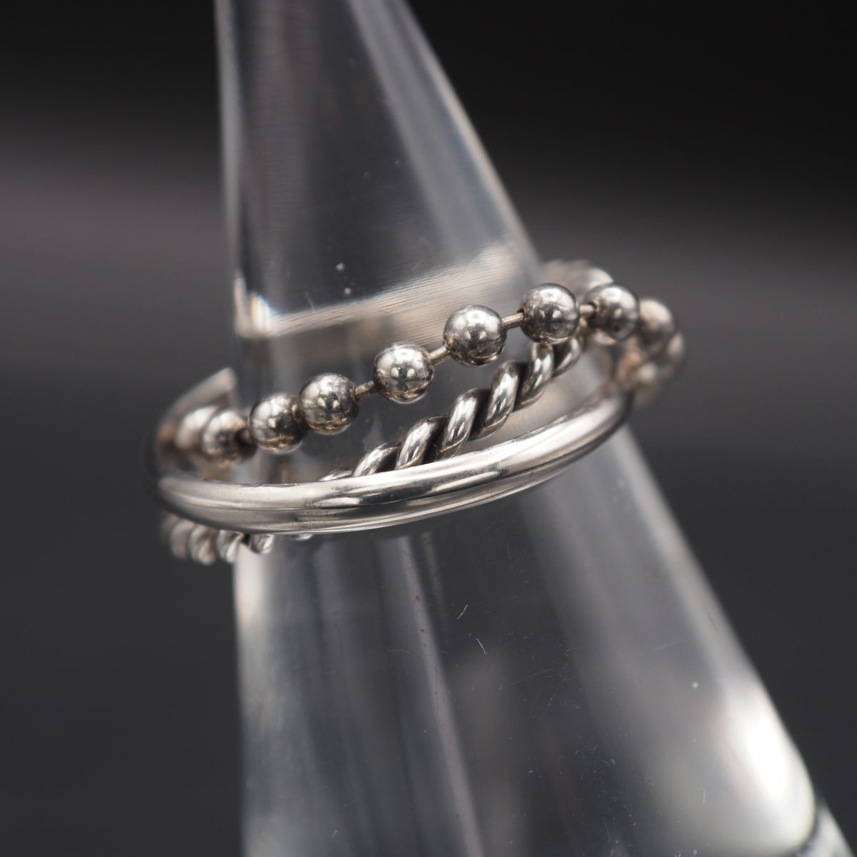 L516 ヴィンテージ SILVER925刻印 リング 3連 トリニティ デザイン