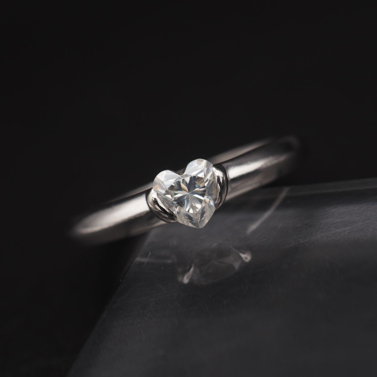 L 067 ダイヤモンド 0.50 ct S 925刻印 リング ハート デザイン シルバー 指輪 16号