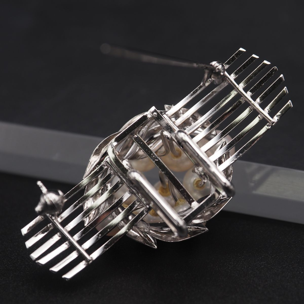 M158 あこや真珠 6mm9珠 パール 2way ブローチ 帯留め デザイン