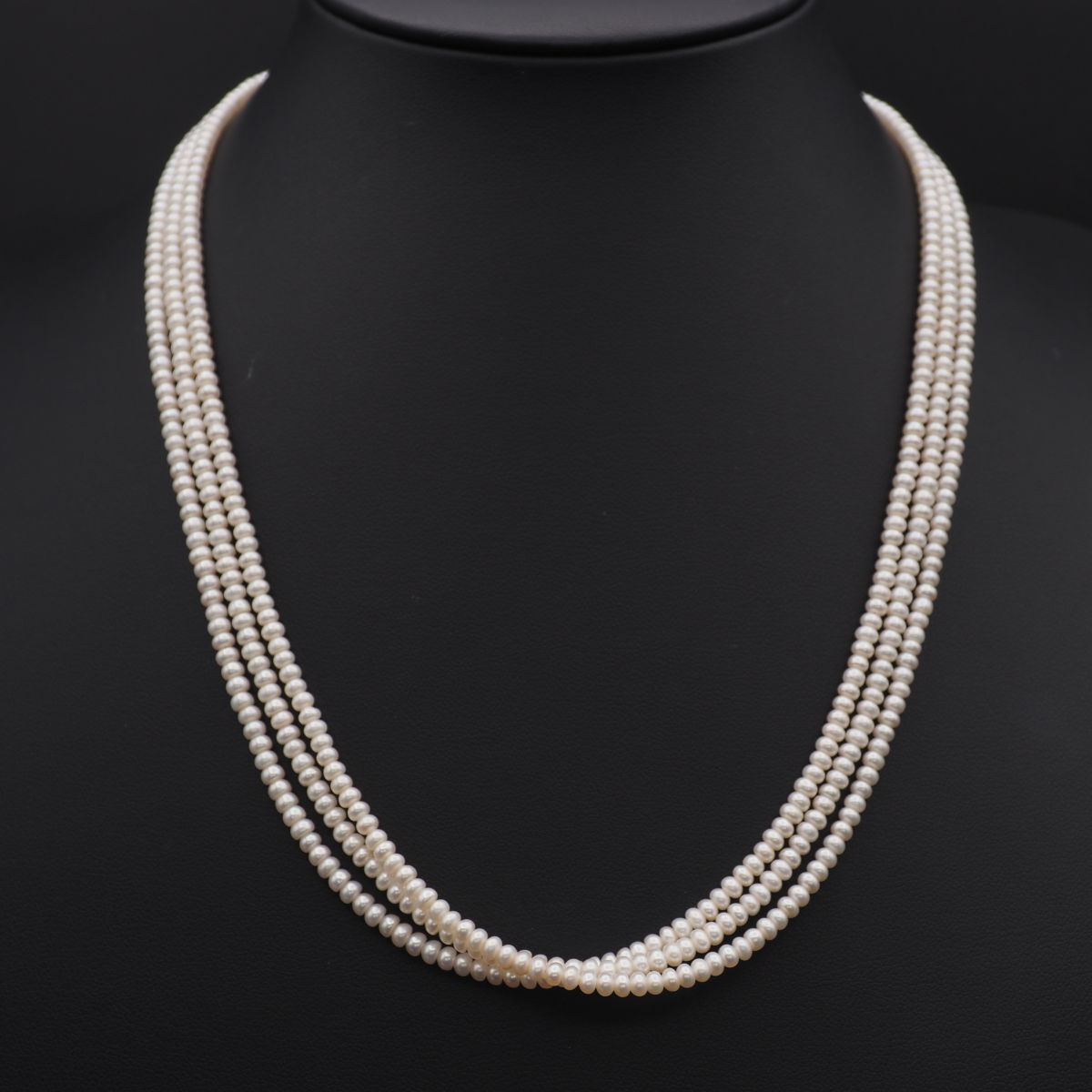 L 996 淡水真珠 パール SILVER刻印 ネックレス 3連 シルバー デザイン 誕生石