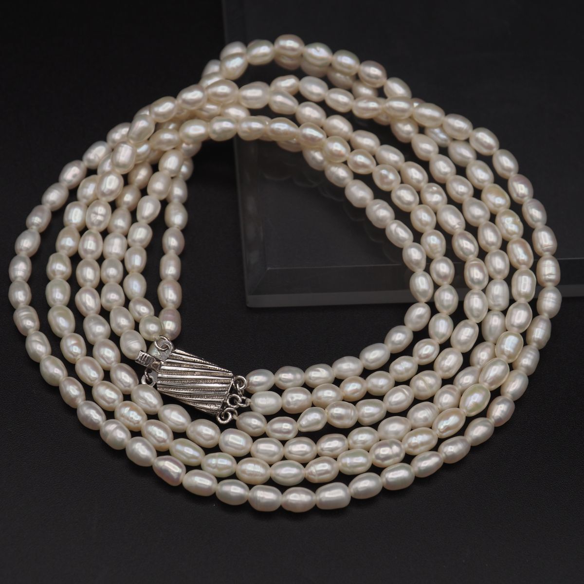 L 948 淡水真珠 パール SV刻印 ネックレス 3連 シルバー デザイン 誕生石