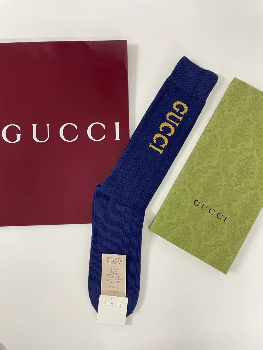 グッチ 靴下 ソックス ロングソックス ニーハイソックス ネイビー M サイズ