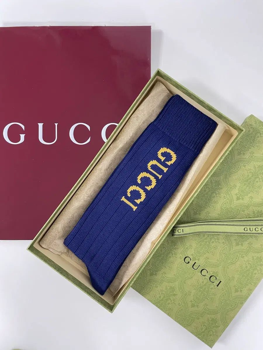 グッチ 靴下 ソックス ロングソックス ニーハイソックス ネイビー M サイズ