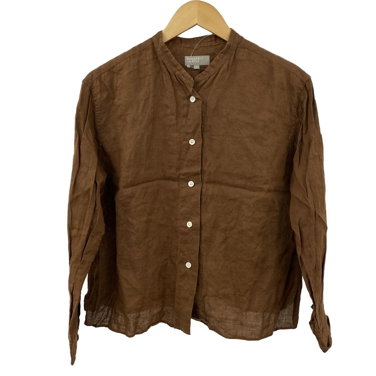 MargaretHowell マーガレットハウエル 長袖シャツブラウス サイズ1 S レディース - ダークブラウン 麻