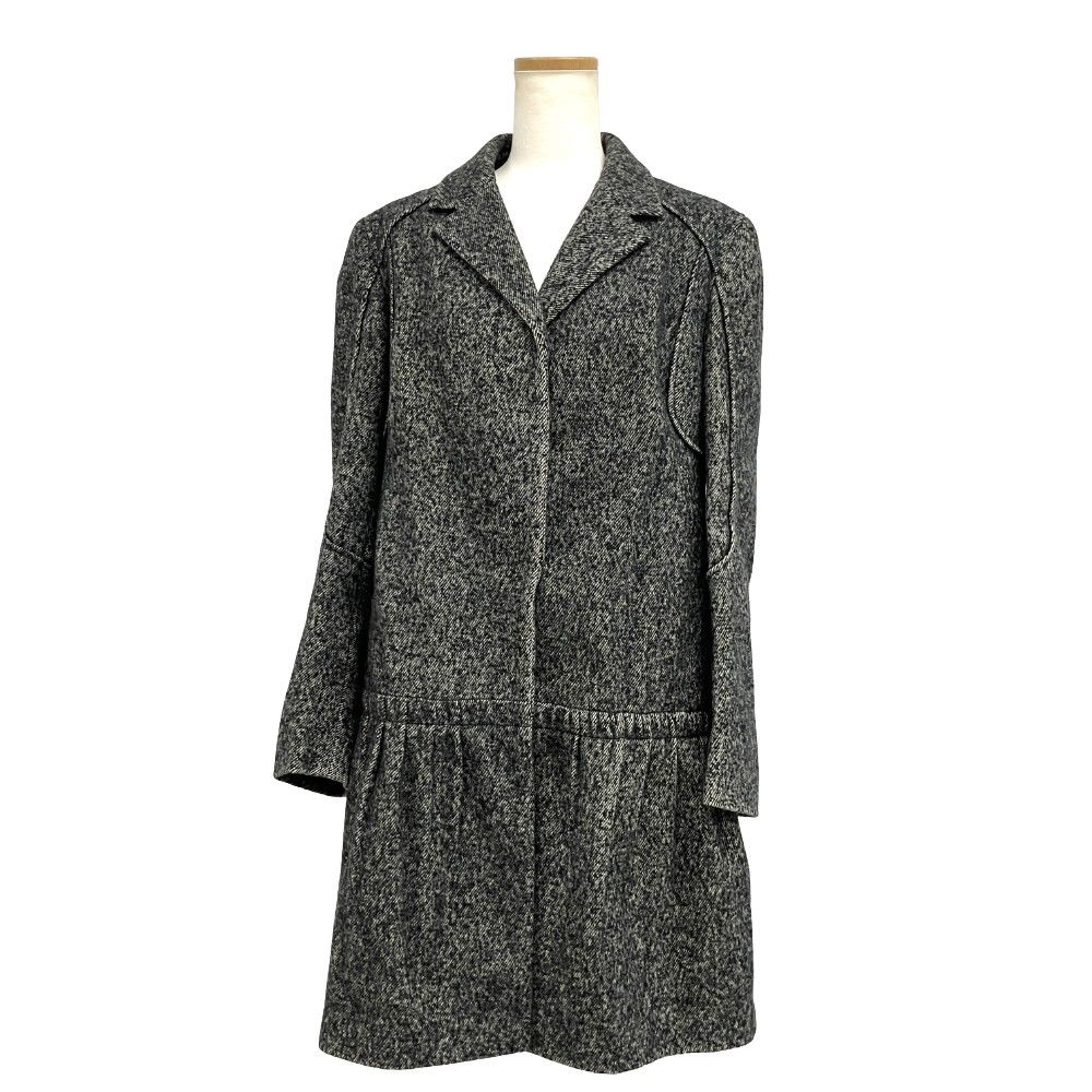プラダ PRADA オーバーコート グレー カシミヤ混紡 44 ステンカラーコート レディース