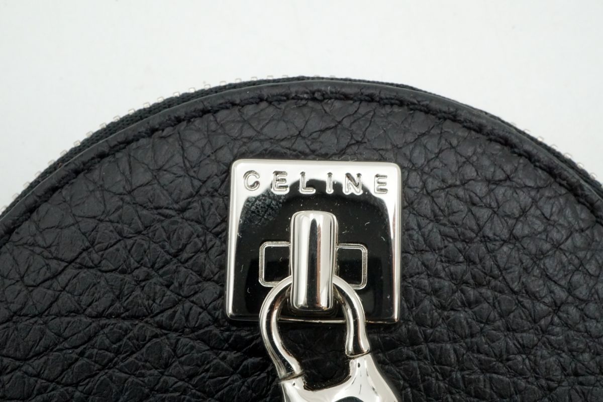 セリーヌ コインケース 小銭入れ 財布 ラウンドジップ ロゴ シルバー