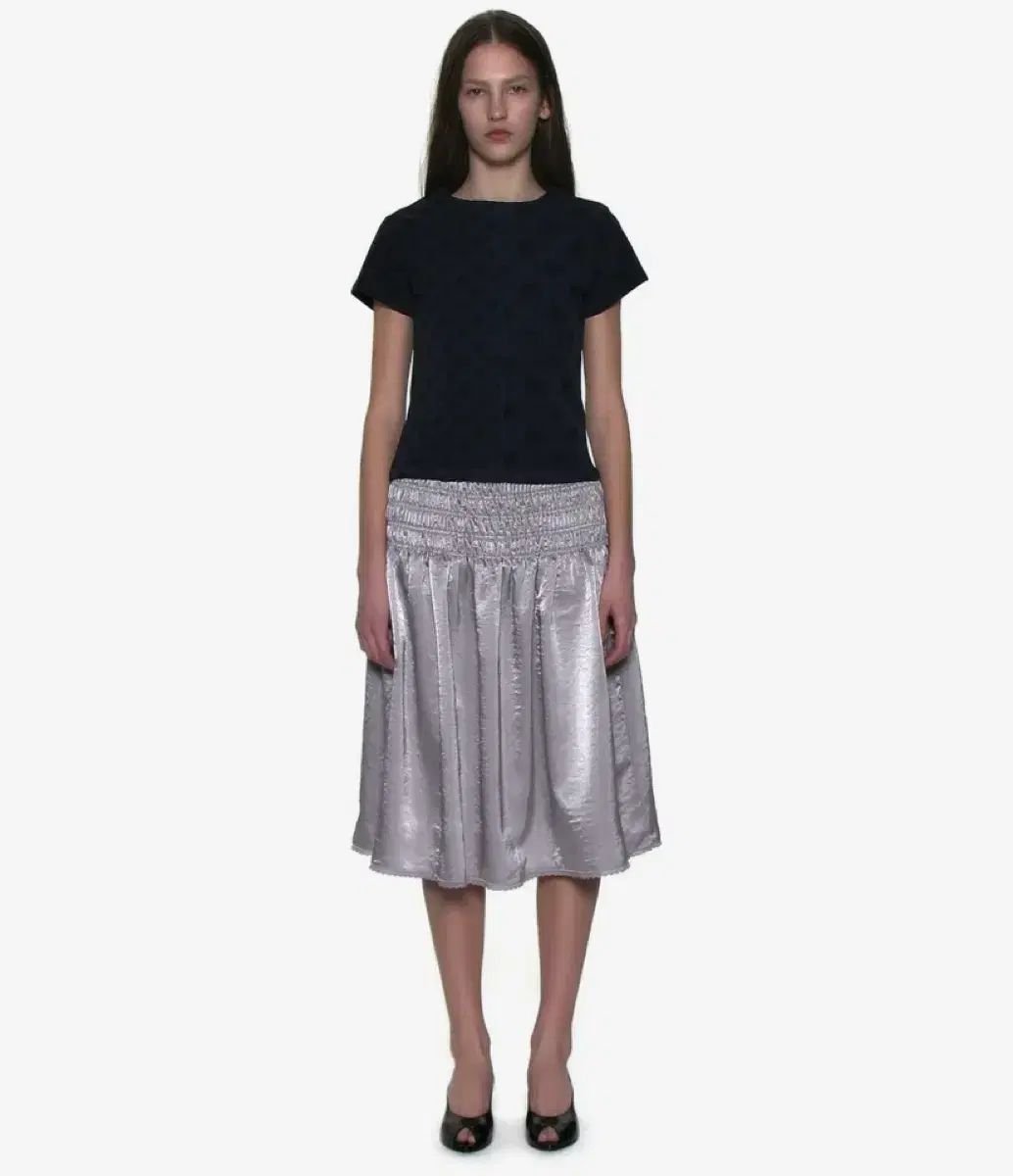 PARTIMENTO WOMEN パルティメントウィメン シャーリング ミディ スカート グレー M