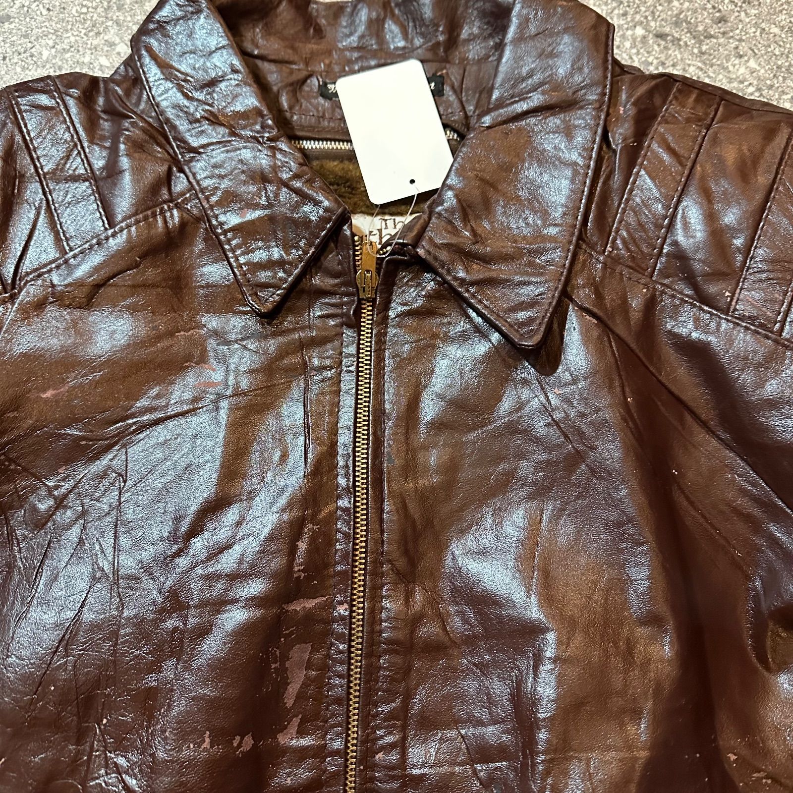 美品 70s Sears”レザーライダースジャケット”シングル ライナー付 古着 70s USA製 Sears The Leather Shop 本革 レザー シングル