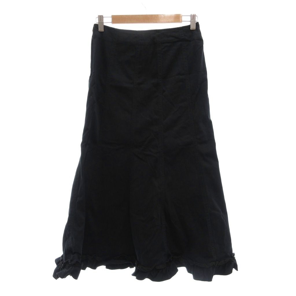 ピンクハウス PINK HOUSE フレアスカート M マキシ ロング フリル 黒