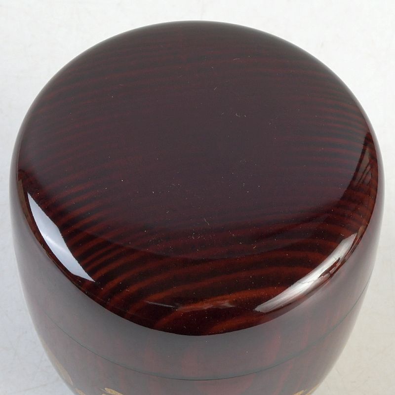 茶道具 山中塗 坂下雄峰作 鵬雲斎好写 三景蒔絵 大棗 共箱 V S565