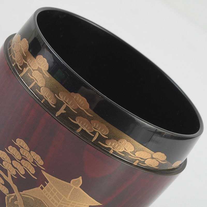 茶道具 山中塗 坂下雄峰作 鵬雲斎好写 三景蒔絵 大棗 共箱 V S565