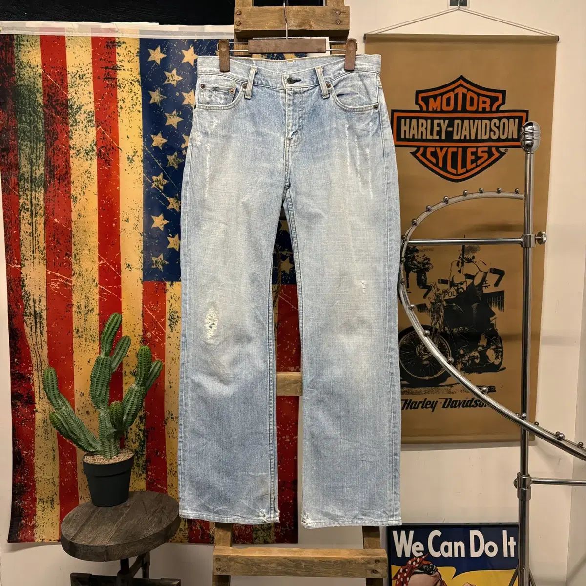 00 s リーバイス ライトブルー デニム ダメージ ウォッシュ デニムパンツ N 386