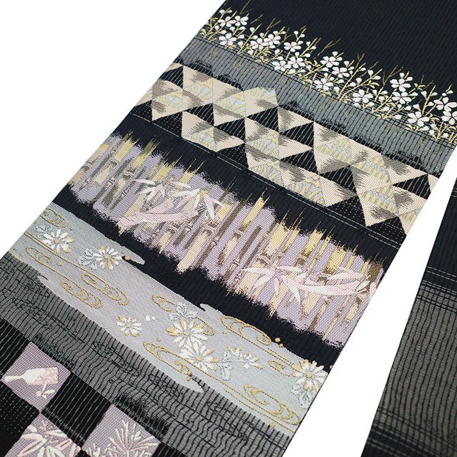 新古品】 袋帯 未使用 正絹 双図 リバーシブル 3種類のお太鼓柄 京都