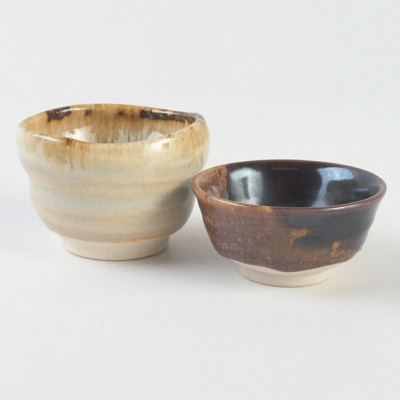 九谷焼 柳雨軒 三代八十吉 徳田正彦作 酒盃 ぐい呑 2点 共箱 V S566