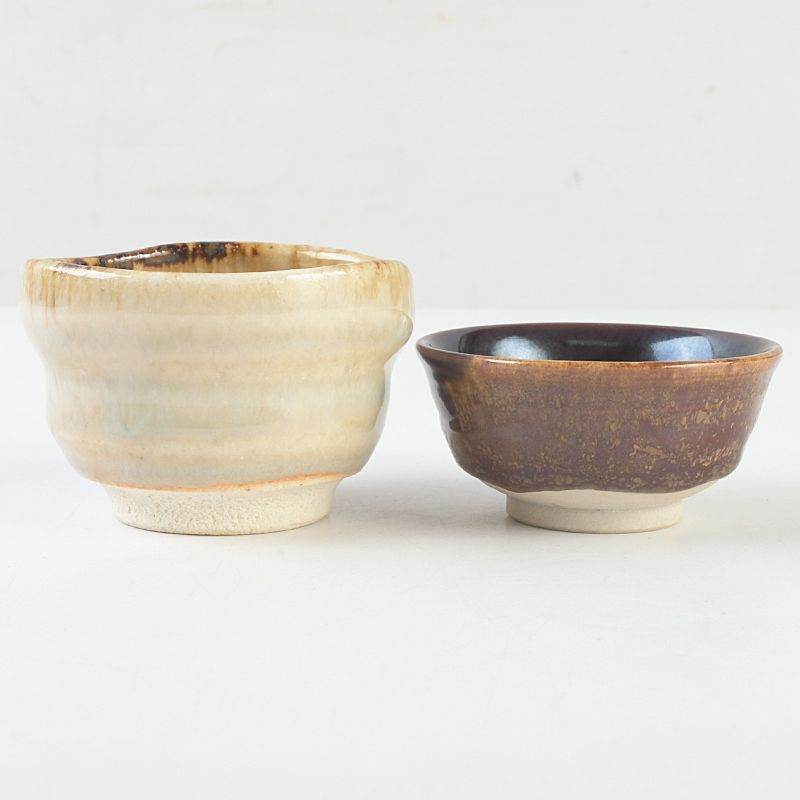 九谷焼 柳雨軒 三代八十吉 徳田正彦作 酒盃 ぐい呑 2点 共箱 V S 566