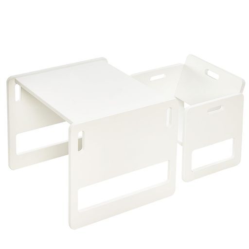 FUNLIOモンテッソーリ1 3歳用離乳期用高さ調節 な幼児用テーブル チェアセットキューブ型子供用テーブルと椅子読む 食べる 遊ぶ簡単組み立てCPC認証取得白