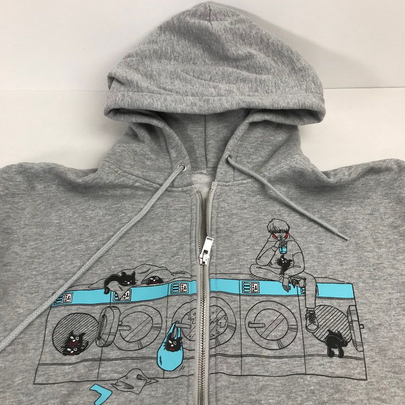 中古品】 キヨ猫パーカー(ジップアップ) グレー Mサイズ 『LEVEL.4 in