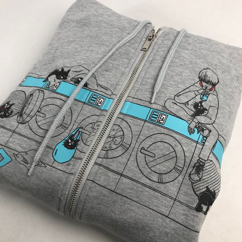 中古品】 キヨ猫パーカー(ジップアップ) グレー Mサイズ 『LEVEL.4 in