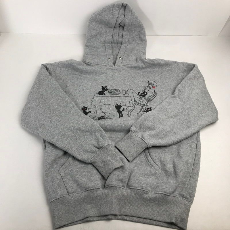 中古品】 キヨ猫パーカー(ジップアップ) グレー Mサイズ 『LEVEL.4 in