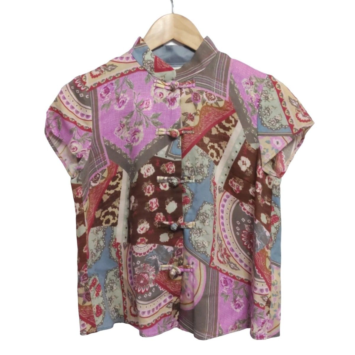 KEITA ケイタマルヤマ 半袖シャツブラウス サイズ1 S レディース - ライトパープル×ダークブラウン×マルチ 花柄