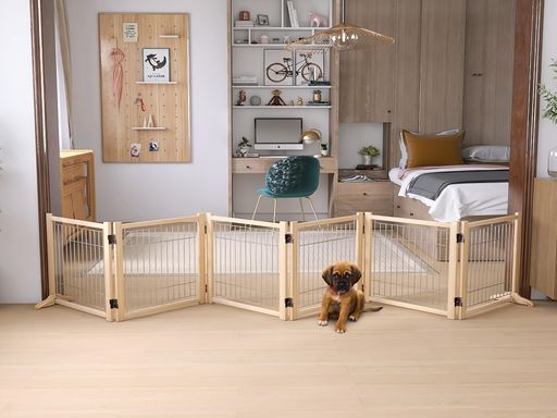 ペットフェンス犬ペットゲート置くだけ犬フェンス室内ペット柵安全柵小型犬中型犬脱走防止ガード飛び出し防止多頭飼いペットガード 高さ43 cm 長さ234 6つのパネル