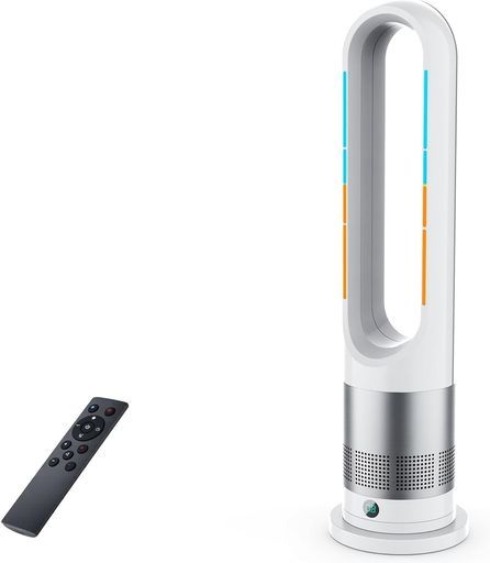 2025新登場-冷暖兼用-DC電気節約 タワーファン羽なし扇風機冷暖両用リビング扇風機サーキュレーターDCモーター静音運転8段送風-3段温風大風量100°左右首振り9時間切タイマー省エネ節…