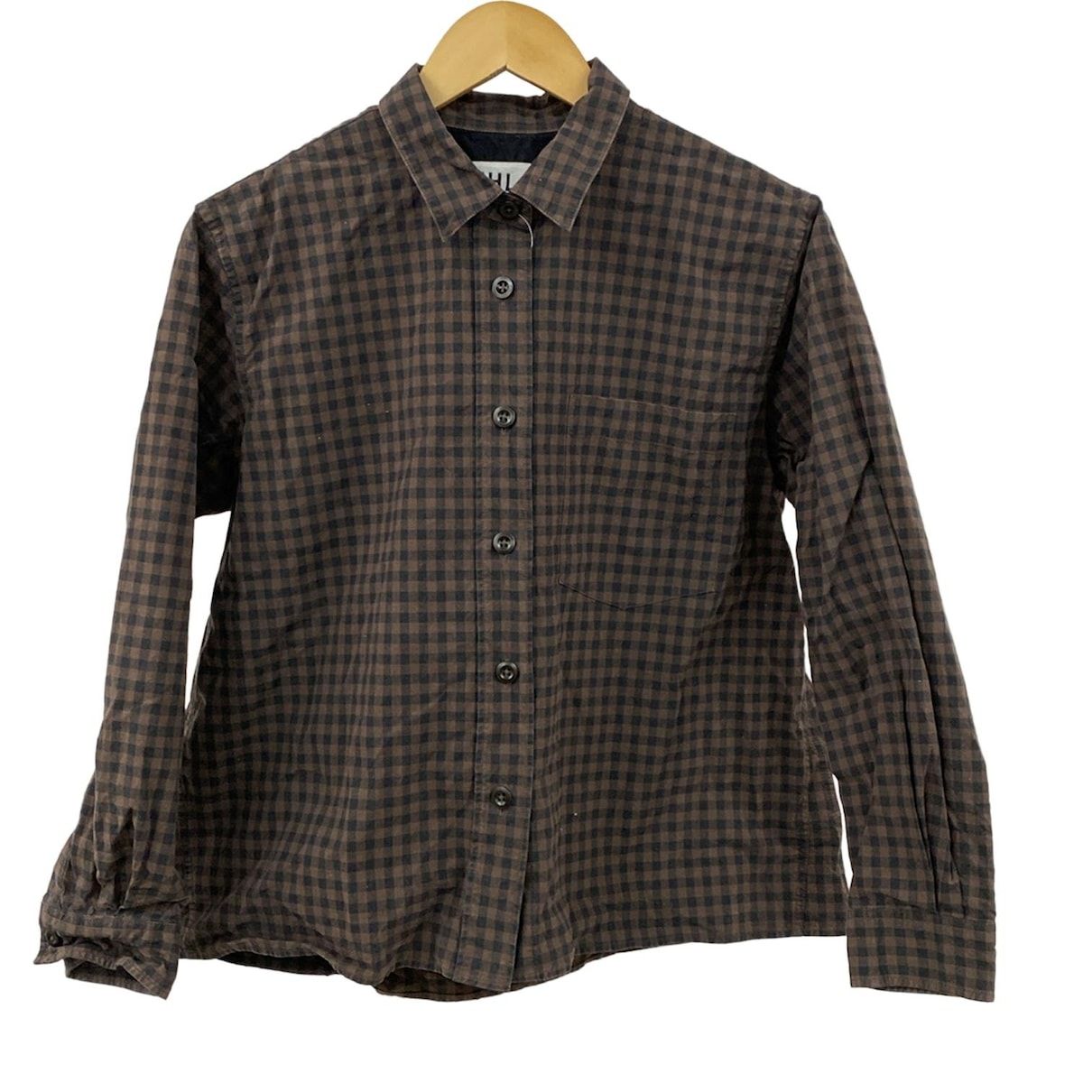 MHL. エムエイチエル 長袖シャツブラウス サイズ2 M レディース - 黒×ダークブラウン チェック柄