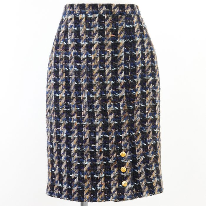 【未使用 タグ付き】CHANEL ココマーク ツイード スカート ネイビー 40 未使用 タグ付き】CHANEL ココマーク ツイード スカート ネイビー 40
