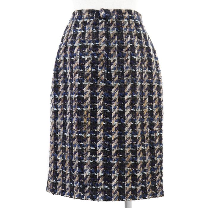 シャネル CHANEL ココマーク スカート ウール ツイード ブルーグレー シャネル CHANEL ココマーク スカート ウール ツイード ブルーグレー
