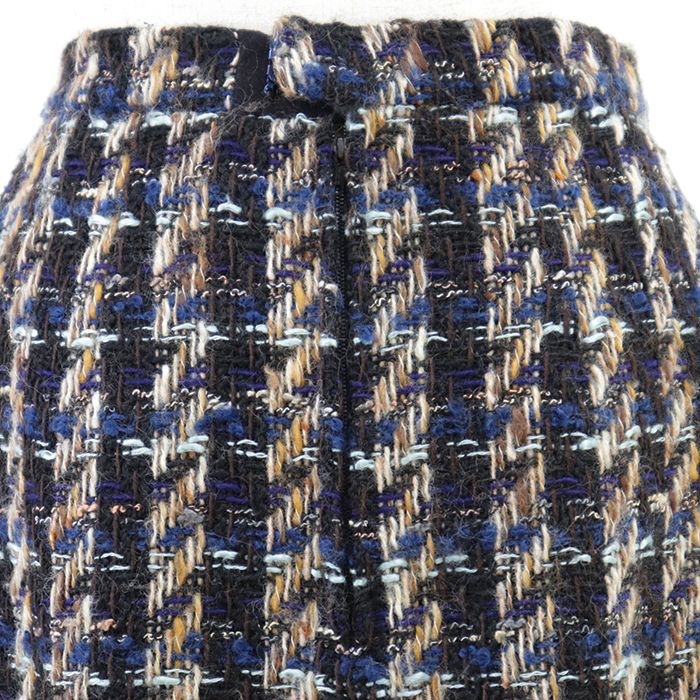 シャネル　ひざ丈プリーツスカート　金ボタン　ココマーク　フランス製　ヴィンテージ SALE】CHANEL シャネル ヴィンテージ ウールツイードスカート 20662