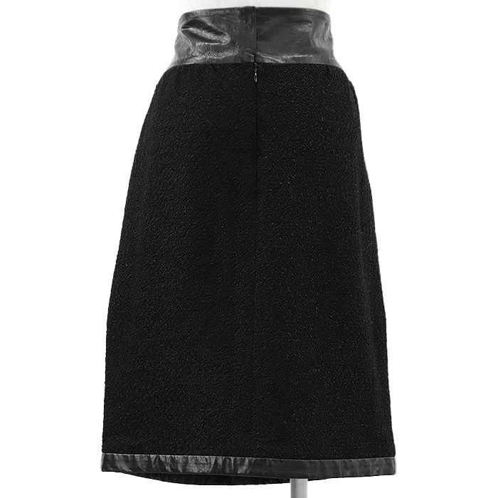 CHANEL スカート ブラック シルク 38 美品 美品】CHANEL シャネル ツイードスカート P50723 コットン/シルク