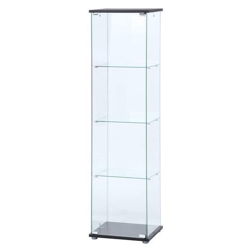 不二貿易コレクションケースフィギュアケース4段幅42 5 x奥行36 x高さ162 cmブラック強化ガラス全面ガラス組立商品クリア98880
