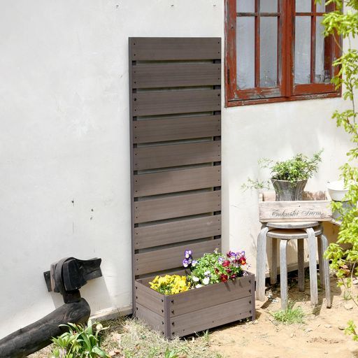 ガーデンマスター Gardenmaster フェンス目隠し人工木プランター付き 幅56高さ150 cm ブラウンYPF-1550 BR