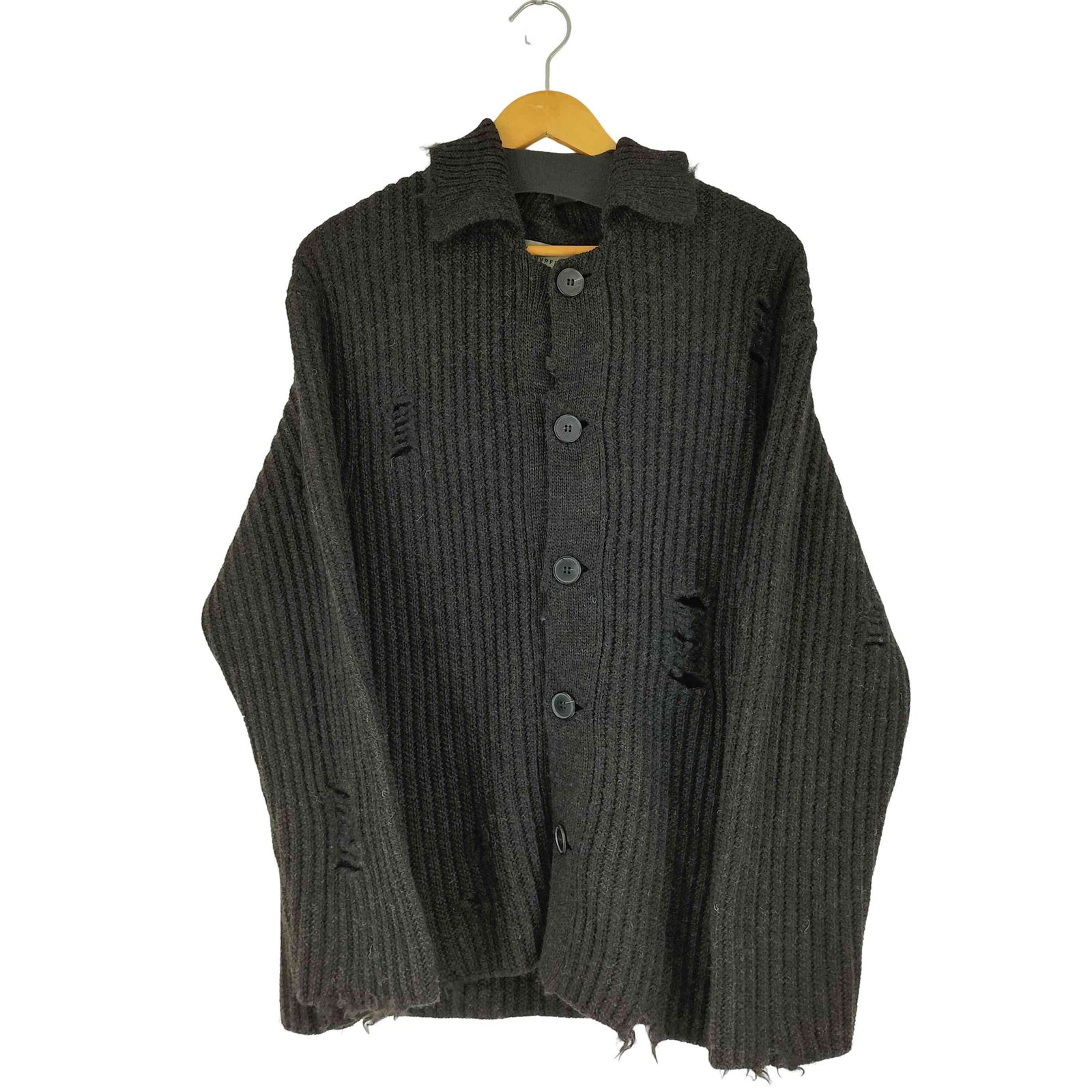 ネヴァーフォーゲット NVRFRGT RAW WOOL DAMAGED CARDIGAN ダメージ
