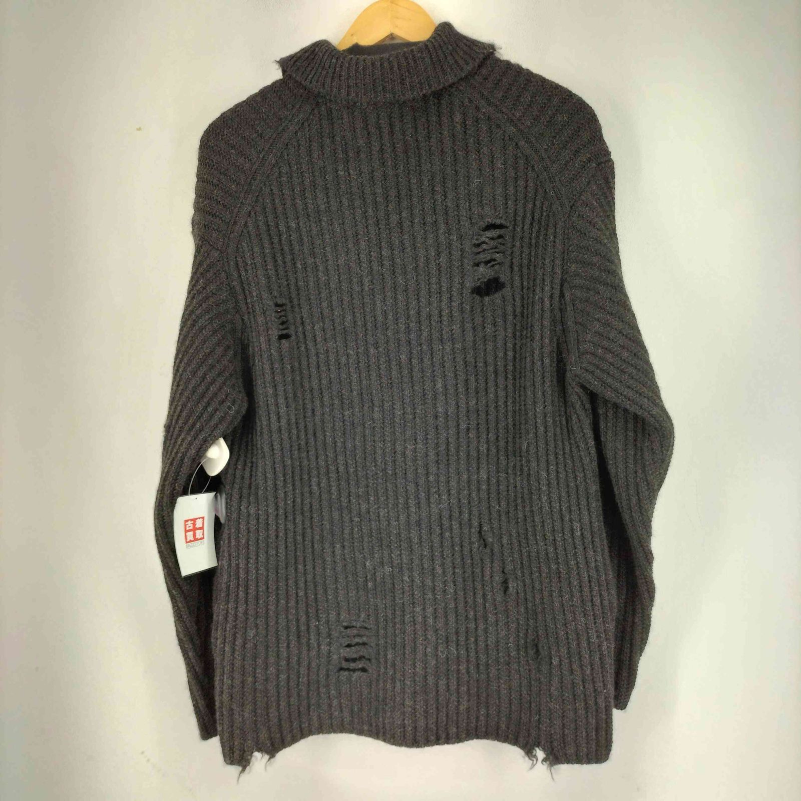 NVRFRGT ネヴァーフォーゲット カーディガン メンズ 【古着】【中古】 ネヴァーフォーゲット NVRFRGT RAW WOOL DAMAGED CARDIGAN ダメージ