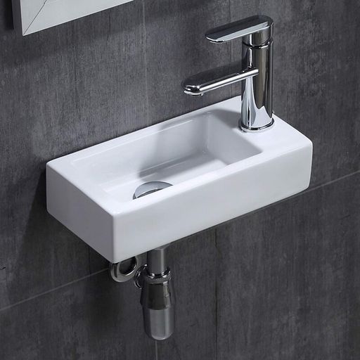 混合水栓 排水金具付き UrChoiceLtd洗面ボールセット小型洗面ボウルセット壁掛け洗面台洗面鉢手洗い器手洗いボウル手洗台壁付け型浴室洗面台手洗いボウルセットバルコニー陶器製手洗…