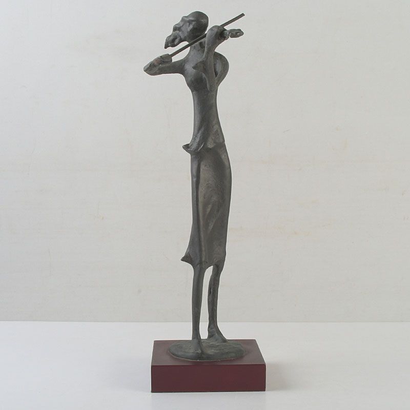 ブロンズ像　バイオリンを弾く女性　高さ約36㎝　台付　置物　C　5669 ブロンズ像 バイオリンを弾く女性 高さ約36㎝ 台付 置物 C S574 - メルカリ
