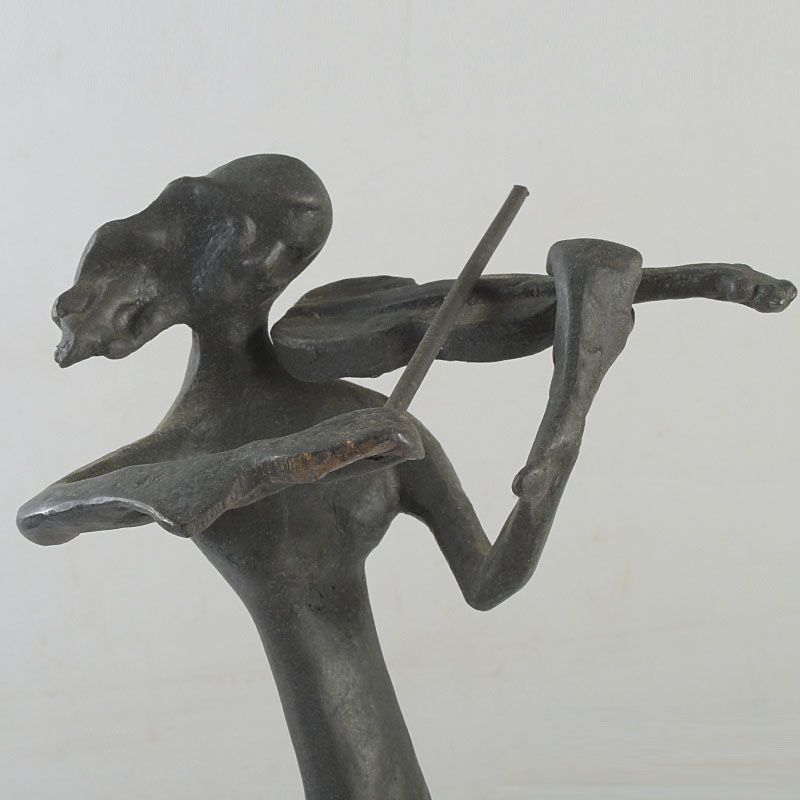 ブロンズ像 バイオリンを弾く女性 高さ約36㎝ 台付 置物 C S574 - メルカリ