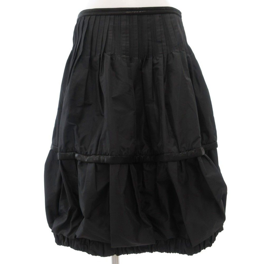 ヒロココシノ HIROKO KOSHINO フ スカート ひざ丈 中綿 40 切替 ラメ バルーンシルエット 黒 ブラック |GV GY 60