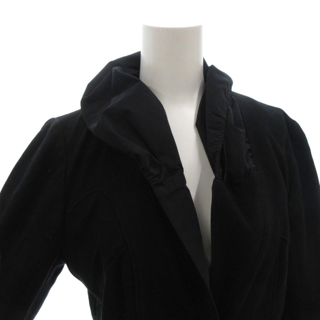 ヒロココシノ HIROKO KOSHINO テーラードジャケット コーデュロイ 40 黒 ブラック 紺 ネイビー 切替 シングル |FF GY 60 春夏対応 その他 