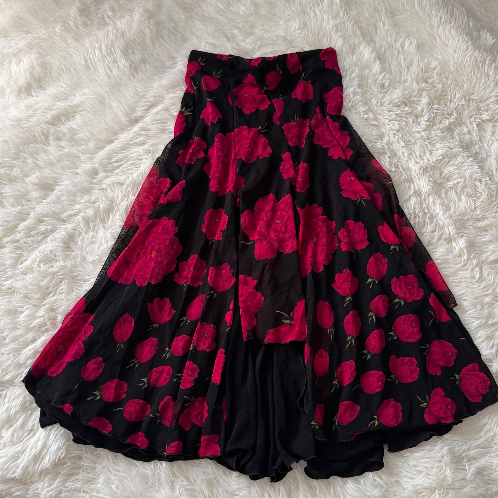 社交ダンス 練習着 ダンス衣装 ロングスカート フレアスカート 花柄