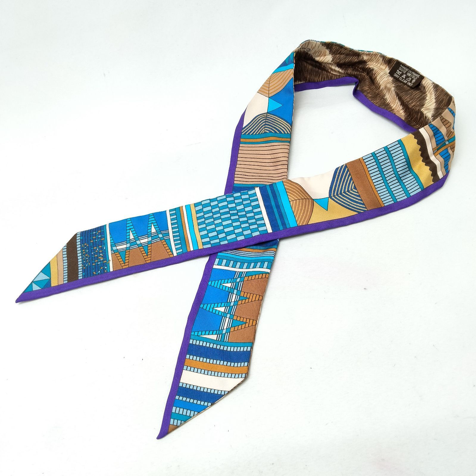  ️HERMES ️ エルメス ツイリー PELAGES ET CAMOUFLAGE 野生とカモフラージュ ブラウン シルク バンダナ スカーフ 小物