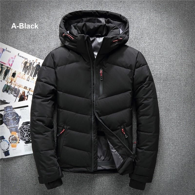 ダウンジャケット メンズ ハイネック 無地 キルティングコート フード