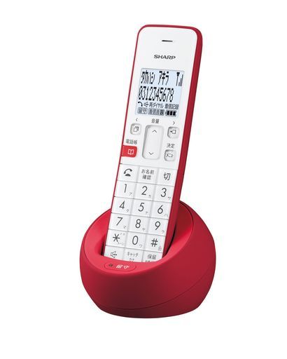 シャープ電話機コードレス子機1台タイプ迷惑電話機拒否機能レッド系JD-S 08 CL-R