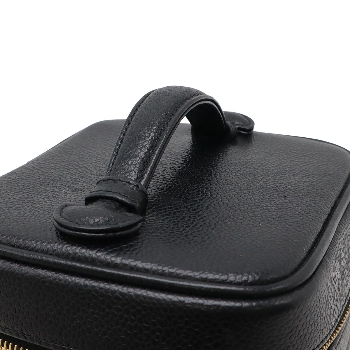 CHANEL バニティ ポーチ ココマーク キャビアスキン ブラック レザー CHANEL シャネル ココマーク バニティバッグ ハンドバッグ 化粧ポーチ